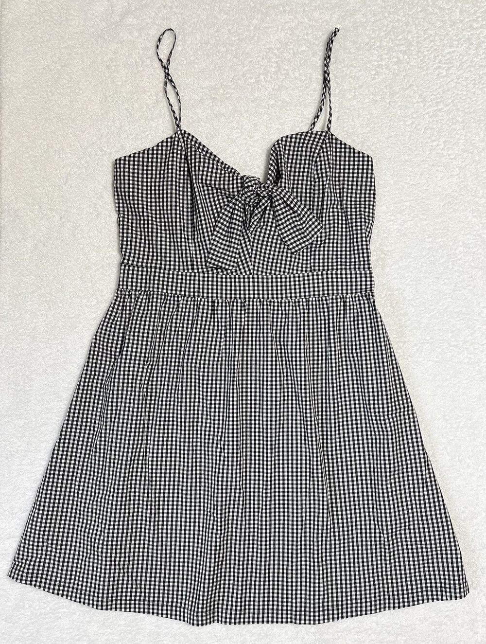 Potter’s Pot Dress Women's L Gingham Checkered A-line Sleeveless Tie Front